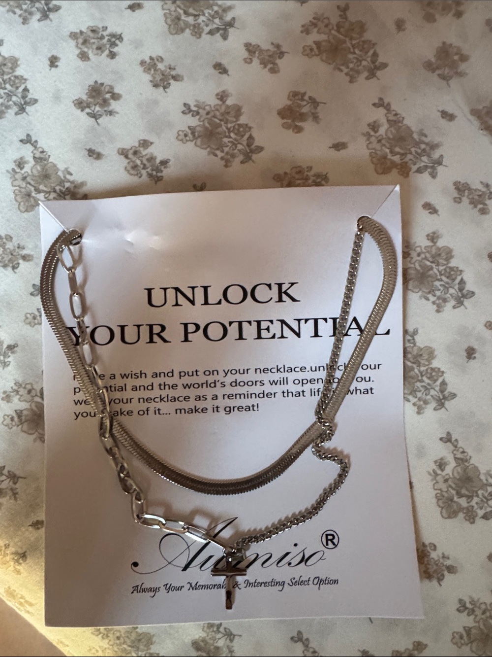 Unlock Your Potential Silver Layered Cross Necklace by